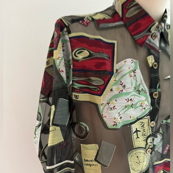 The Silver Connection Sheer Button Down with Travel Motifs - Picture 4 of 5